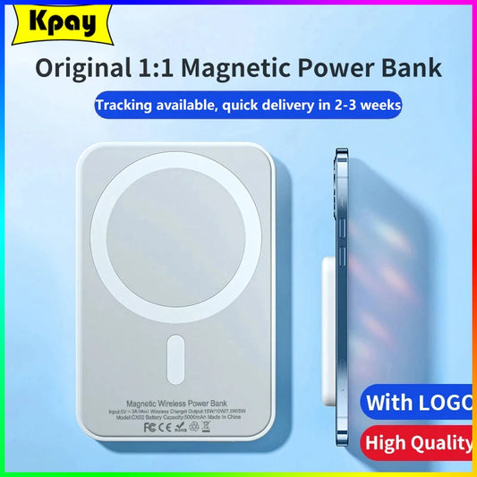 Original 1:1 Macsafe Power Bank Magnetic Wireless Powerbank for Iphone 15 14 13 12 Pro External Auxiliary Backup Battery Pack