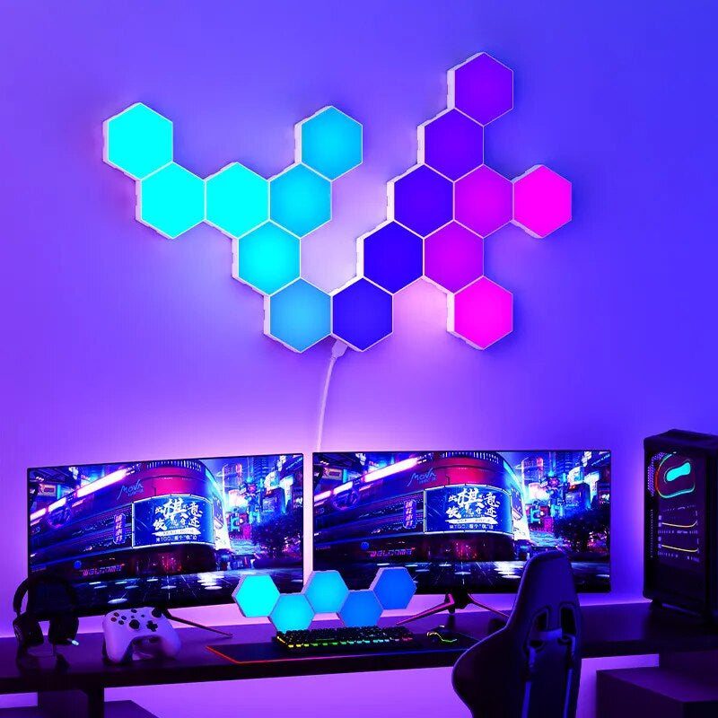 RGB Hexagonal Light Game Atmosphere Light Intelligent Voice Control Induction Bluetooth APP Remote Control Rhythm Light