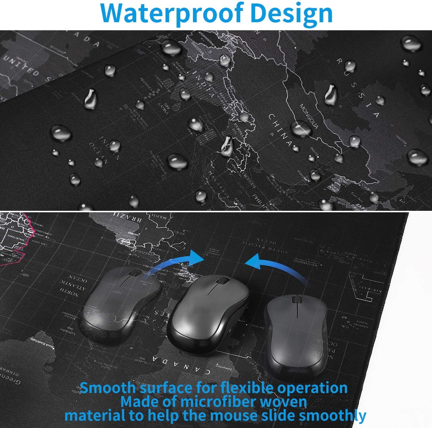 XX Large Gaming Mouse Map Pad 900×400×3MM (35.40X15.7X0.12 Inch),With Non-Slip Base,Waterproof and Foldable Pad,Desktop Pad Suitable for Gamers,Suitable for Desktop,Office and Home,Black