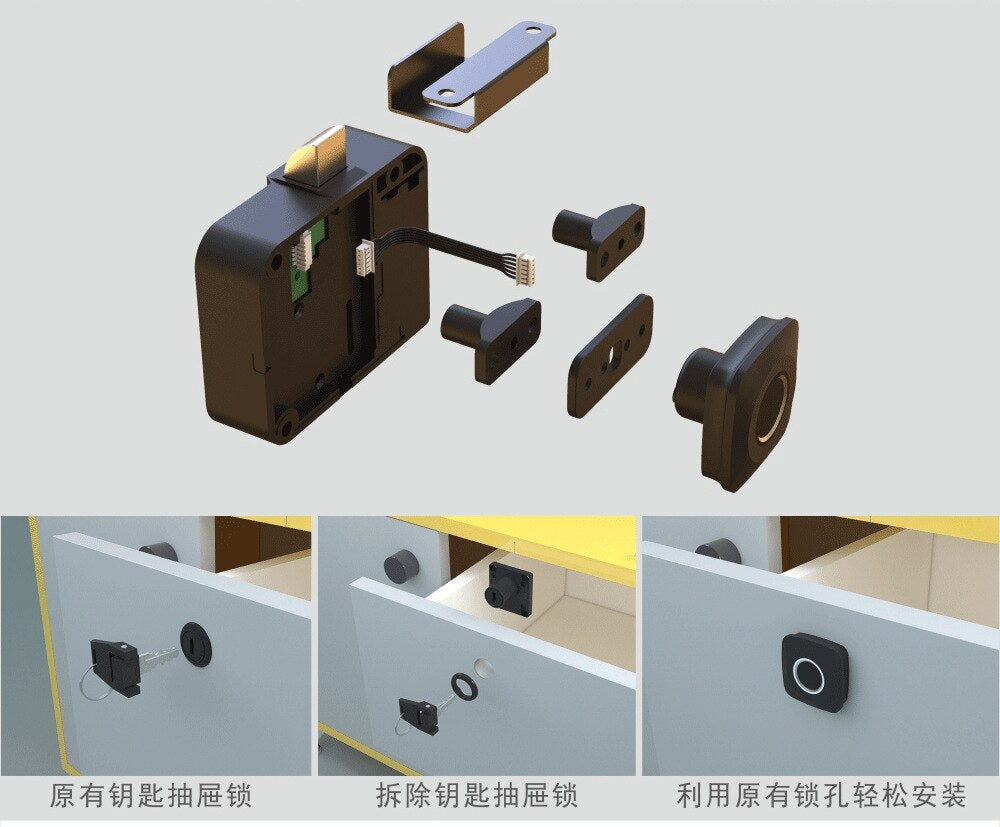 Fingerprint Lock Smart Cabinet Locks Biometric Keyless Furniture Drawer Cabinet Wardrobe Fingerprint Locks for Drawer Cabinet