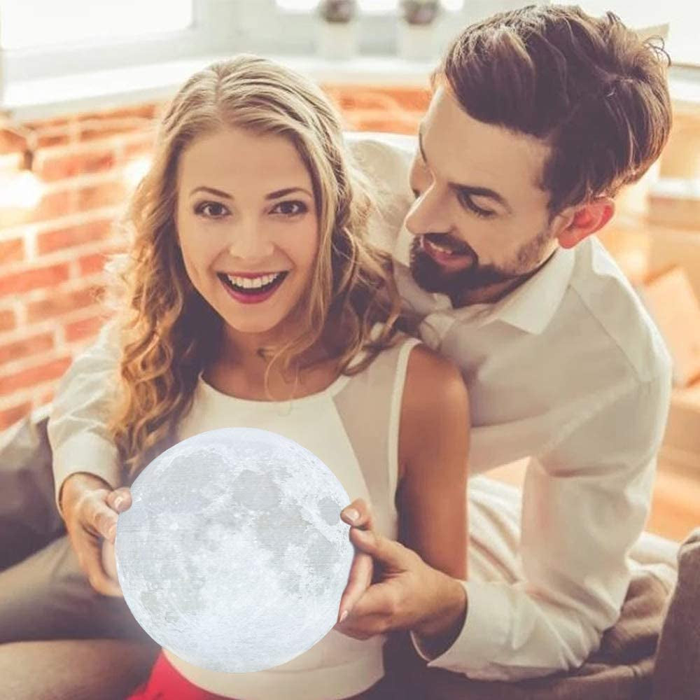 Moon Lamp Moon Night Light 3D Printing Lunar Lamp 4.7In 3 Colors for Kids Gift for Women USB Rechargeable Touch Contral Brightness Yellow Warm and Cool White